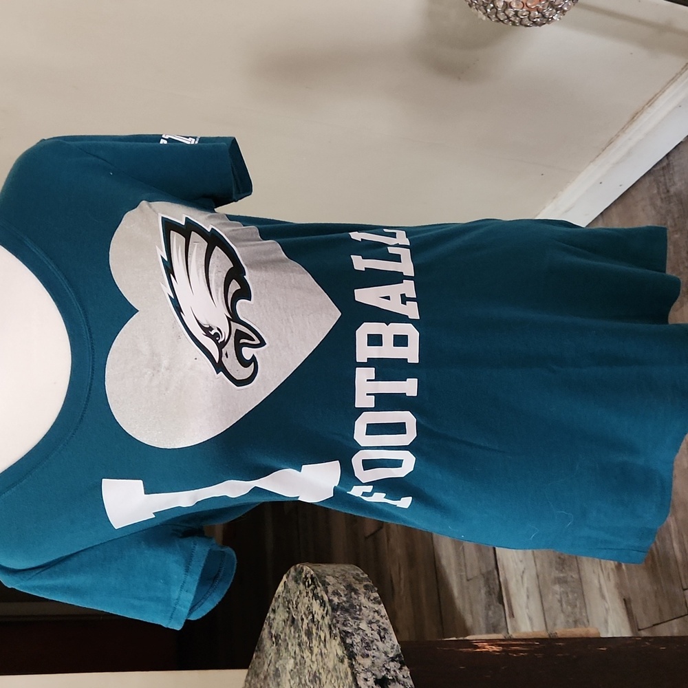 Pink Victoria's Secret Women's Philadelphia Eagles Green & White Short Sleeve T